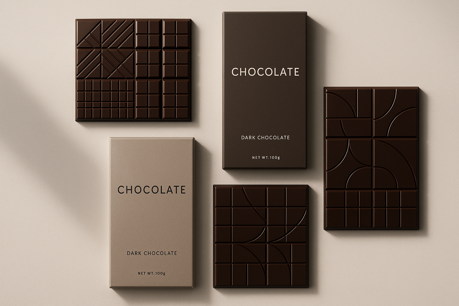 ahora crea una imagen de tabletas de chocolate con estilo moderno